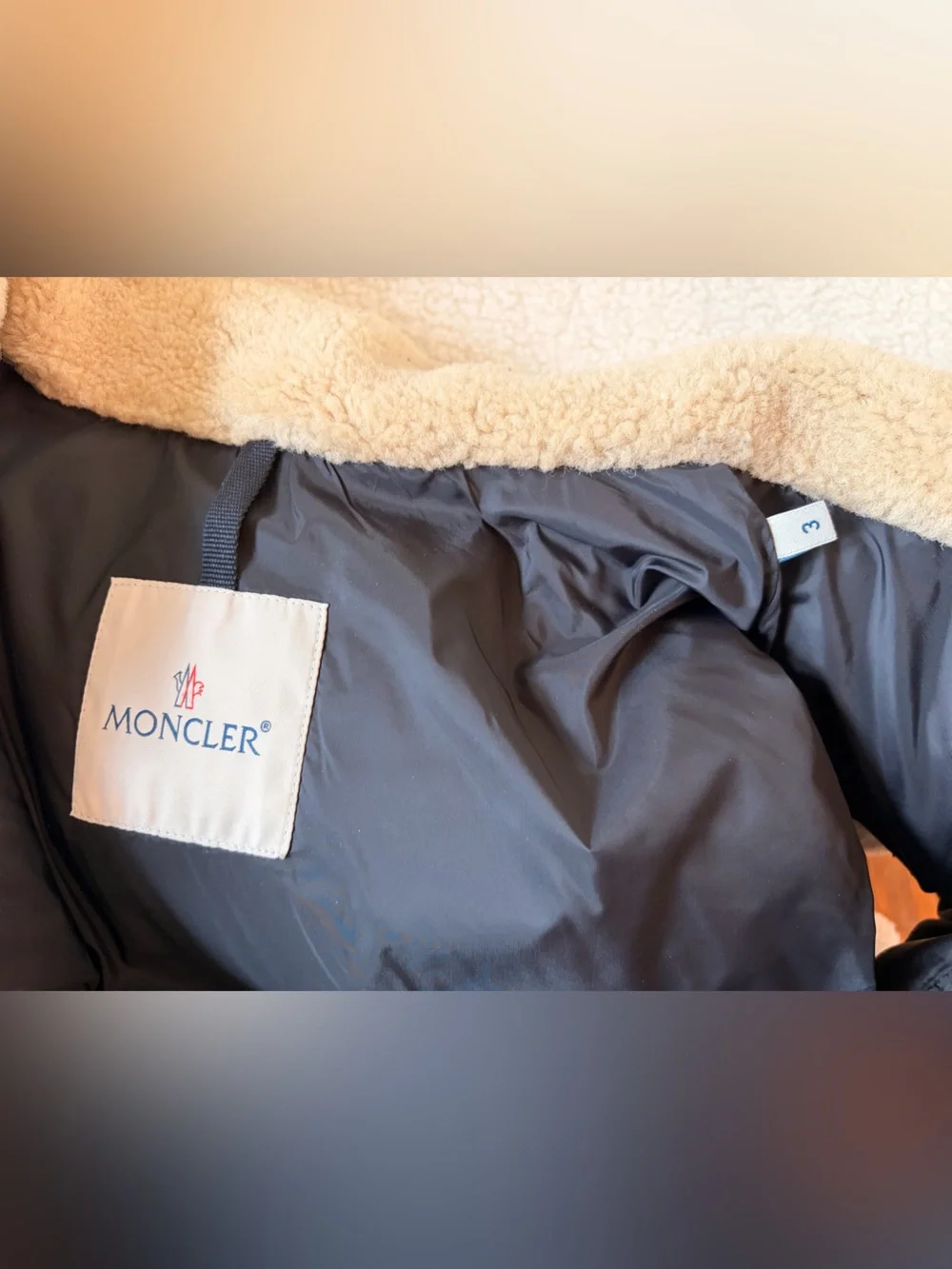 Moncler Black Quilted Puffer Vest with Cream Shearling Collar